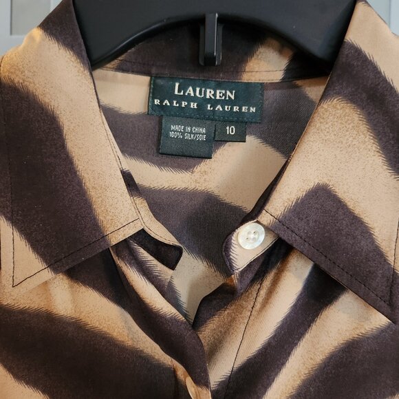 Ralph Lauren Zebra Print Button Down Shirt - Black and Tan - Picture 6 of 6